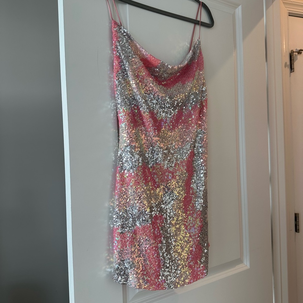 NWT Sequin Cowl Neck Mini Dresss - Picture 17 of 17